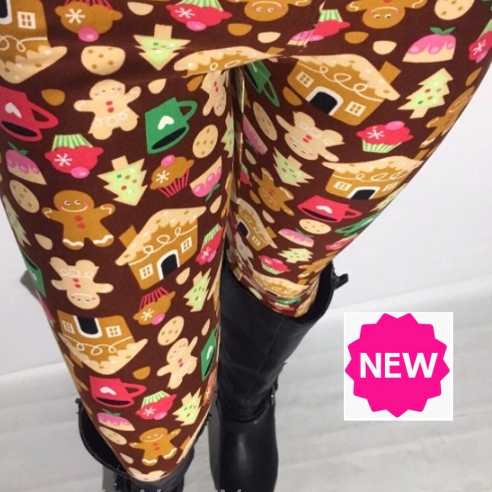 XPlus NEW Womens Christmas Gingerbread House Printed Leggings Yoga Pants Tights - Picture 1 of 7